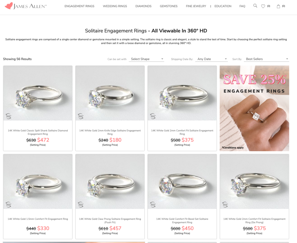 A guide to choosing an engagement ring setting on JamesAllen.com.